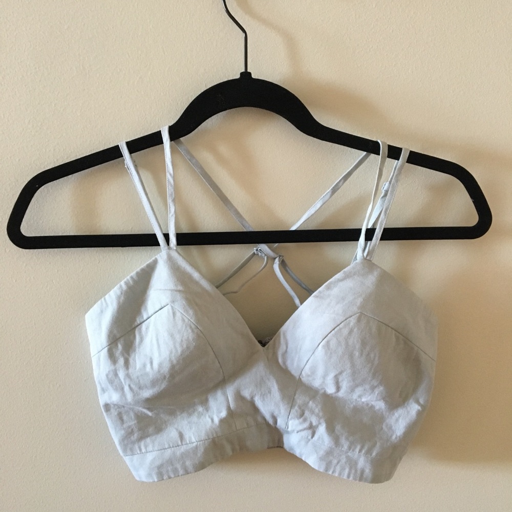 LF light blue denim crop top/bandeau